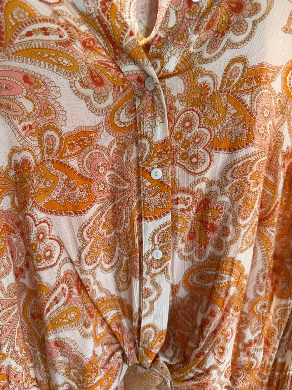 NASTY GAL Orange Paisley Tie-Front Blouse and pants set Beachy